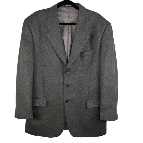 Barrington Dark Gray Wool Cashmere 3 Button Suit Jacket Blazer Sport Coat 44L - Picture 1 of 14